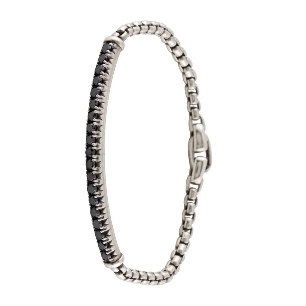 DAVID YURMAN DIAMOND 1.33CTW STERLING SILVER 925 METRO LINK BRACELET - Picture 2 of 7